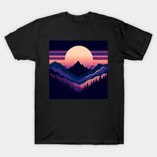 Twilight Serenity: Peaks under the Pastel Sky T-Shirt